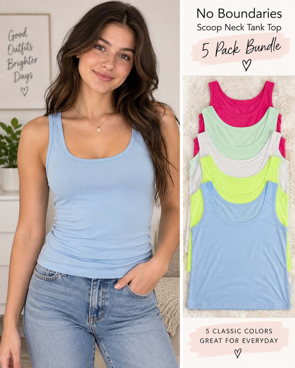 No Boundaries Scoop Neck Tank Top 5 pack bundle